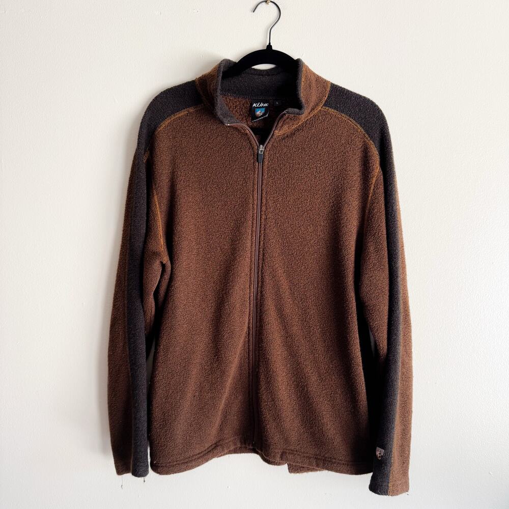 Kuhl Brown Alfpaca Fleece Full Zip Jacket Size Large Gorp Core Outdoor Zip Up